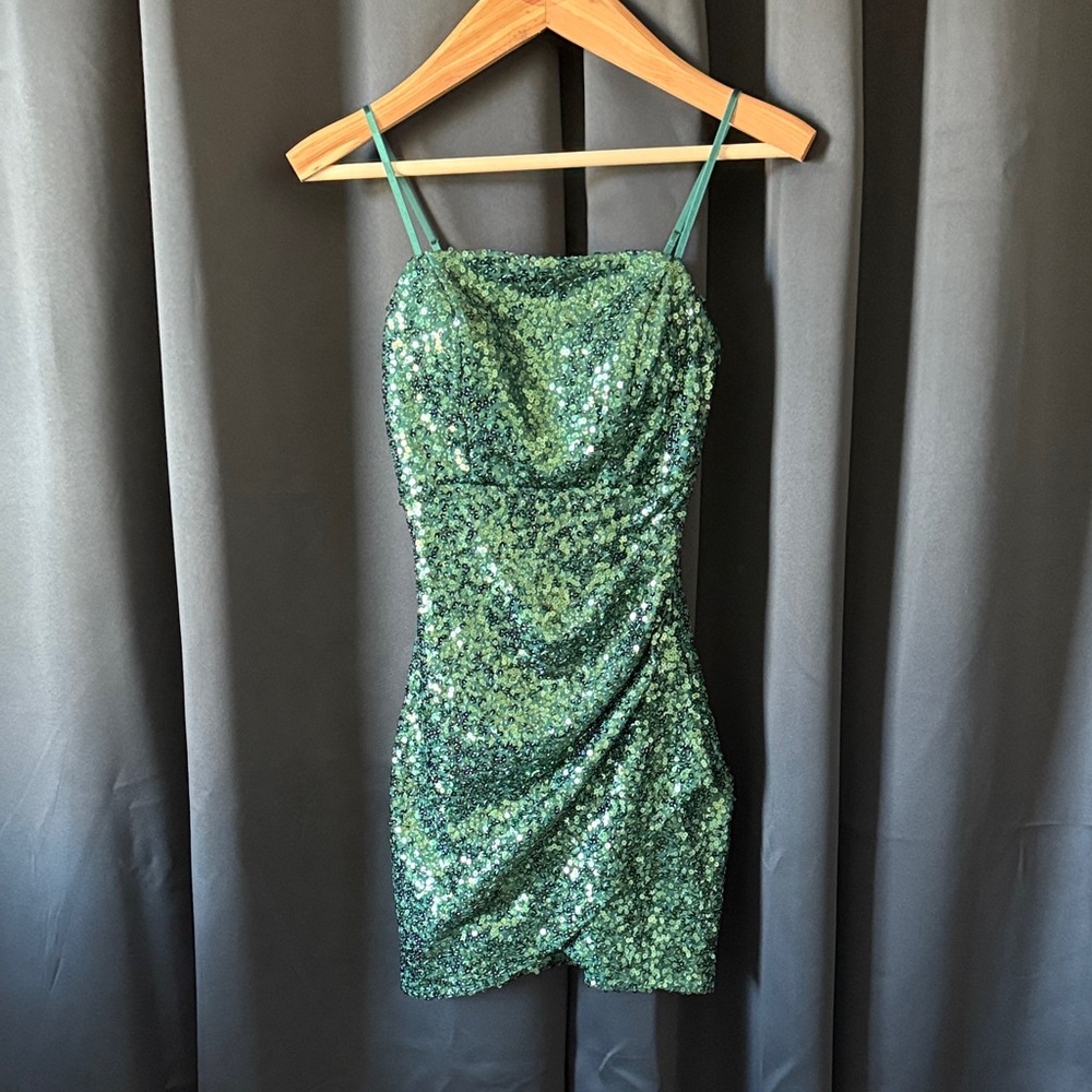 Green Sequin Mini Dress